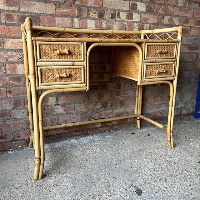 Cane & Bamboo Dressing Table / Desk For Sale - Image 5 of 6