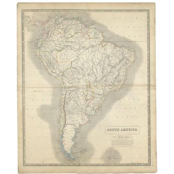 Mid 19th Century Antique Map of South America by Johnston, 1844 For Sale - Image 5 of 5
