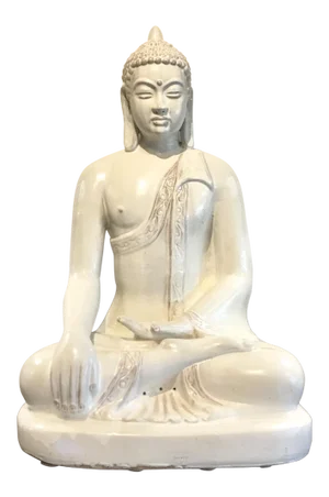 Asian Modern White Cream Glaze Sitting Tara Sculpture