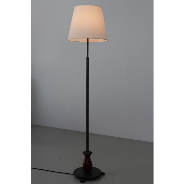 Lyfa Art Deco Danish Floor Lamp in Brass, Wood and Iron by Lyfa, 1920s For Sale - Image 4 of 18