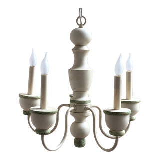 Vintage Rustic European Farmhouse Wood Chandelier For Sale