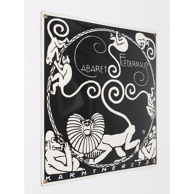 White Art Nouveau Moriz Jung Cabaret Bat Enameled Advertising Sign by Josef Hoffmann, Vienna, 1960s For Sale - Image 8 of 18
