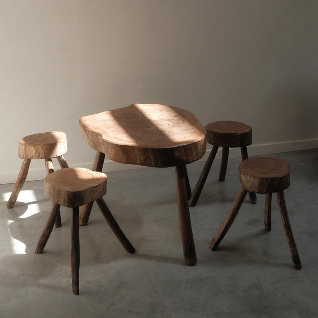 Brutalist Coffee Table with Stools, 1960s, Set of 5 For Sale - Image 12 of 14