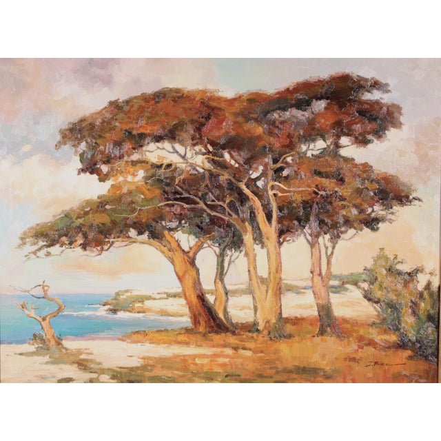 Large Impressionist Painting of the Monterey Coastline Signed Price For Sale - Image 4 of 11