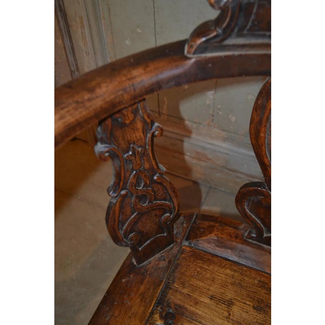 Mid 19th Century 19th Century Swiss Hand Carved Wood Swivel Desk Chair For Sale - Image 5 of 10