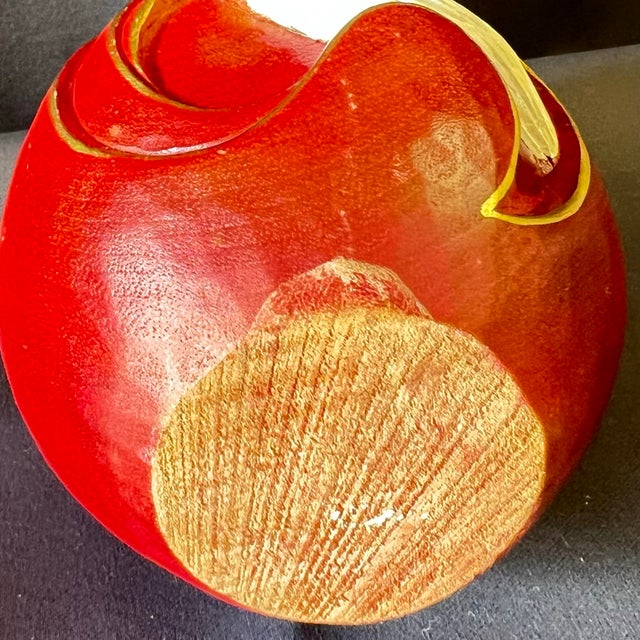 Hand Carved Japanese Daruma Doll Wood 7” Bodhidharma Red Figure For Sale - Image 10 of 12