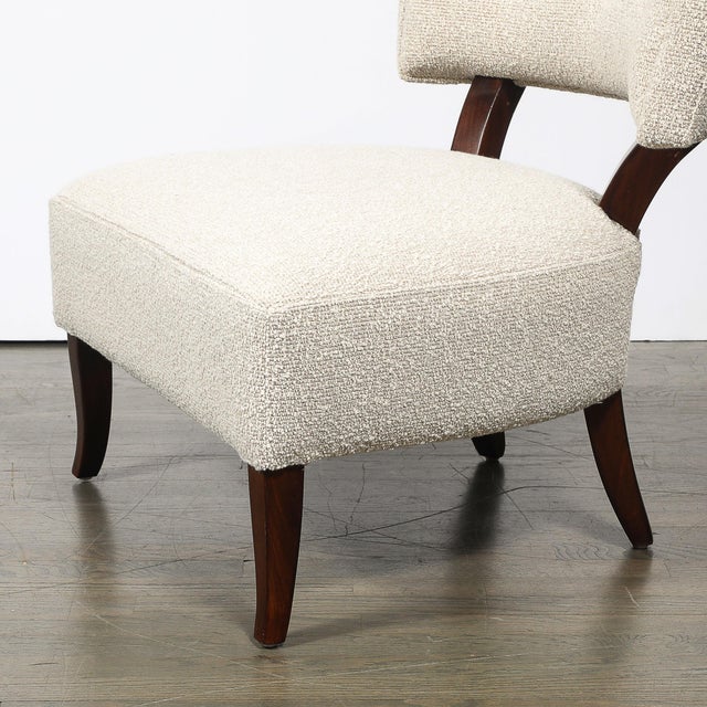 Pair of Mid-Century Curved Slipper Chairs W/ Bouclé Upholstery by Billy Haines For Sale - Image 11 of 13