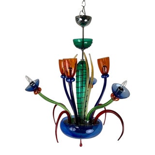 1970s Colorful Large Murano Glass Chandelier For Sale