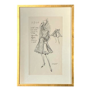 Vintage Framed Phillipe Venet Fashion Illustration For Sale