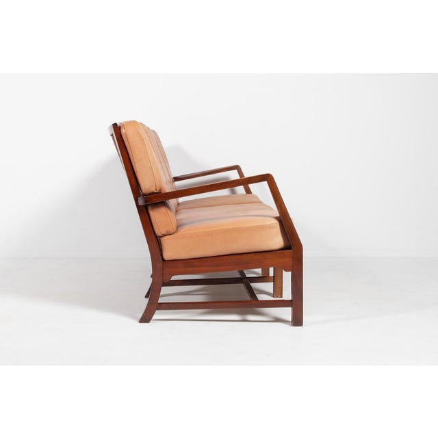 Danish 3-Seat Sofa with Cognac Leather Cushions For Sale - Image 16 of 18