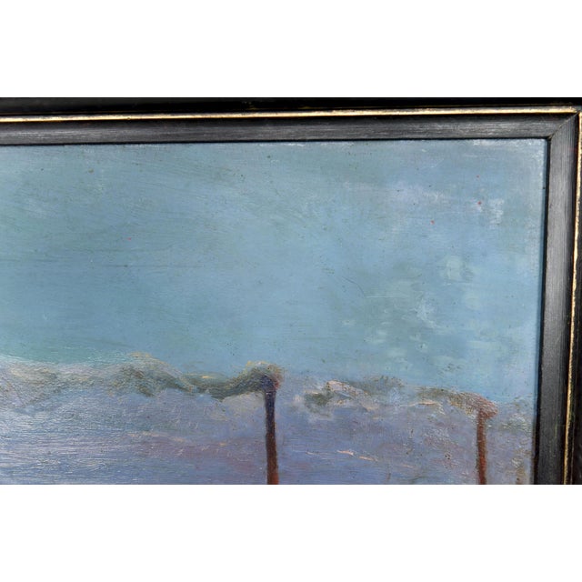 Mediterranean Coastal Town, France, 1930, Oil on Panel, Framed For Sale - Image 13 of 15
