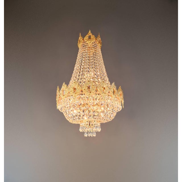 Modern Gold Chandelier Crystals Empire Basket New Classic For Sale - Image 4 of 7