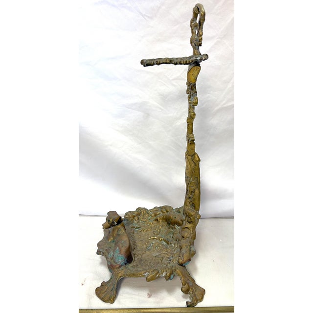 Metal Vintage French Brass "Hunting" Motif Fireplace Tool Set- 5 Pieces For Sale - Image 7 of 12