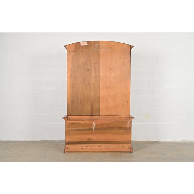 Thomasville French Regency Louis XVI Carved Walnut Breakfront Bookcase Cabinet, Circa 1960s For Sale - Image 11 of 12