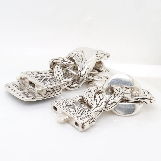 Silver John Hardy Sterling Silver & Multi-Gemstone Lava Fire Curb Link Bracelet For Sale - Image 8 of 9