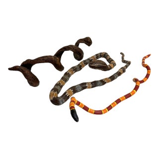 Collection of Primitive Folk Art Rustic Root Snakes- Set of 3 For Sale