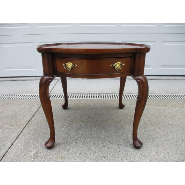 Burl Walnut Queen Anne Round Side Table Chairish