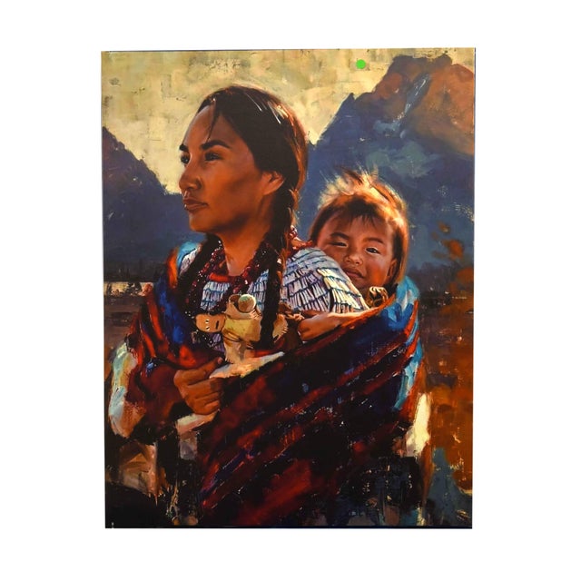 This poignant giclée on canvas, measuring 30" x 40", beautifully captures the profound connection between a mother and...