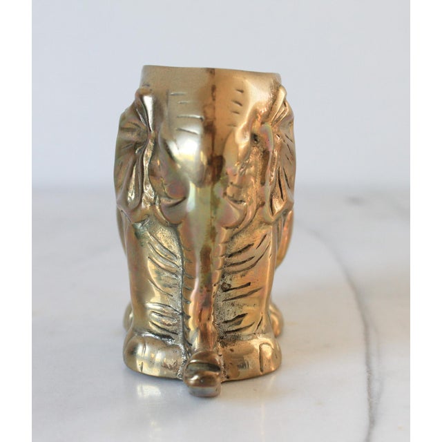 Vintage Brass Elephant Desktop Pen or Pencil Holder For Sale - Image 4 of 9