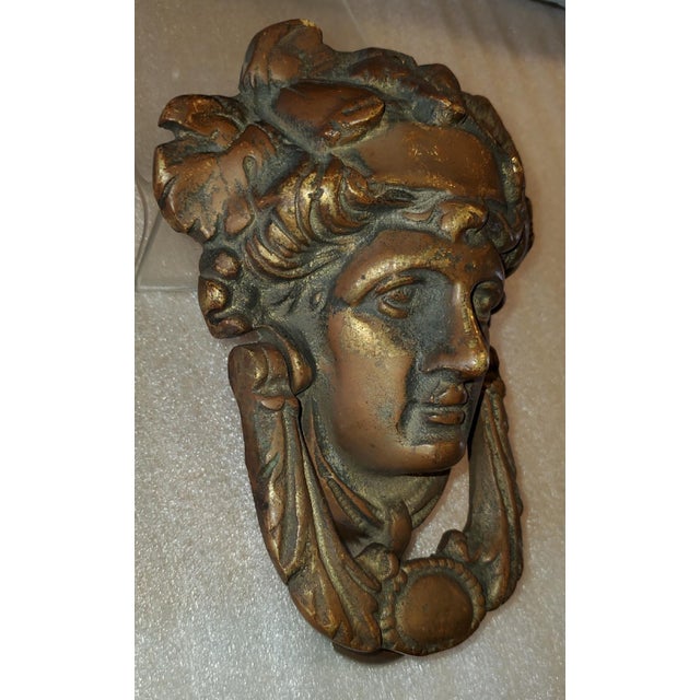 Late 19th Century Late 19th Century Victorian Neoclassical Solid Bronze Door Knocker For Sale - Image 5 of 11
