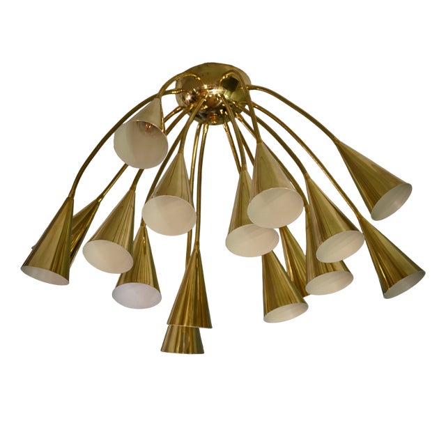 Sputnik Semi Spherical Brass Chandelier and Pendant, 1990s For Sale