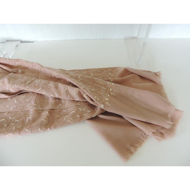 Beige Tone-On-Tone Suzani Embroidery Style Shawl For Sale - Image 4 of 5