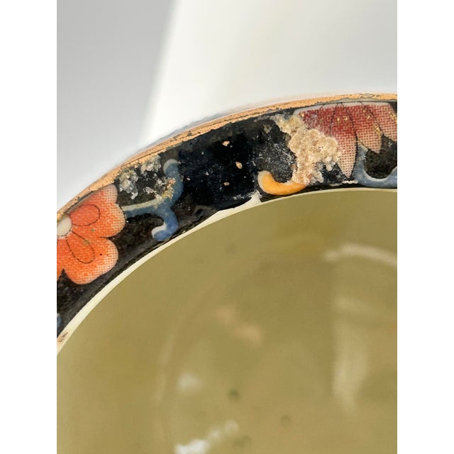 Vintage Chinese Famille Noire Style Porcelain Cachepot With Wood Stand For Sale - Image 9 of 11