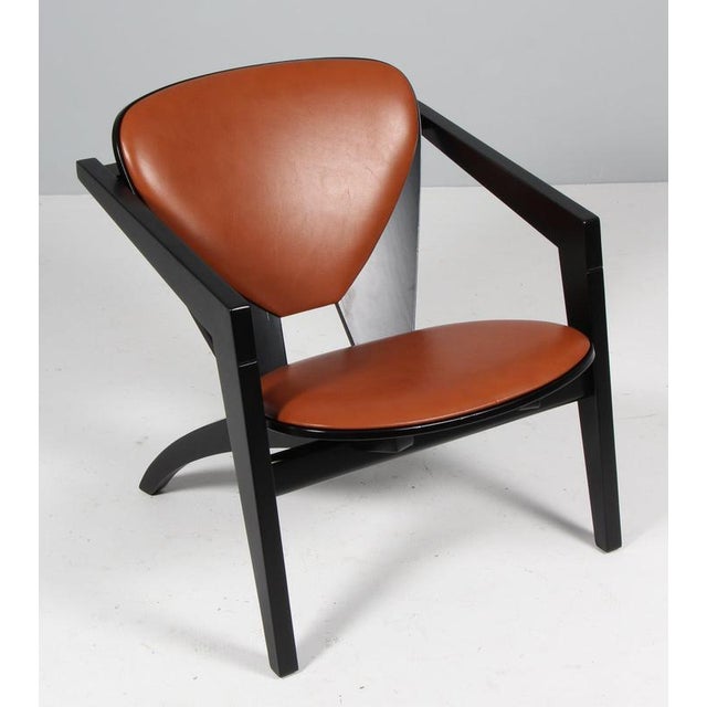 Butterfly Lounge Chairs in Black Beech and Full Grain Leather attributed to Hans J. Wegner for Getama, 2000s For Sale - Image 4 of 6