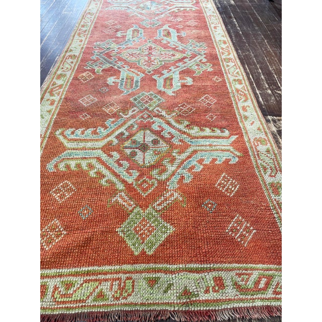 Turkish Antique Turkish Oushak Runner 3'0" × 17'2" For Sale - Image 3 of 11