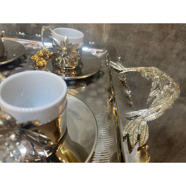 Large Floral Copper Tea Service, Set of 6 For Sale - Image 10 of 15