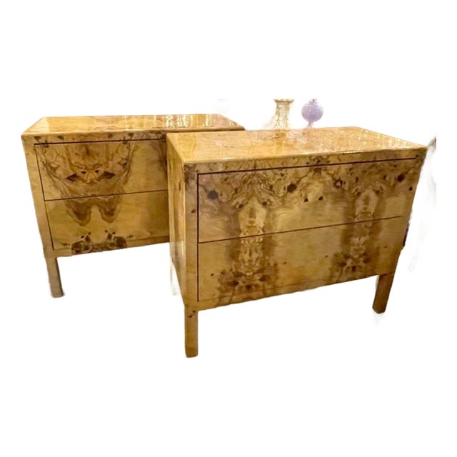 Pair of Italian Burlwood Commodes For Sale