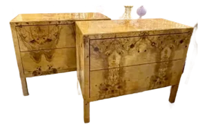 Pair of Italian Burlwood Commodes