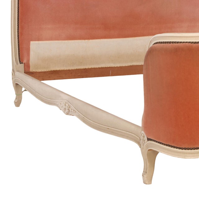 French French Louis XV-Style Painted and Upholstered Full Bed, Ca. 1940. For Sale - Image 3 of 8