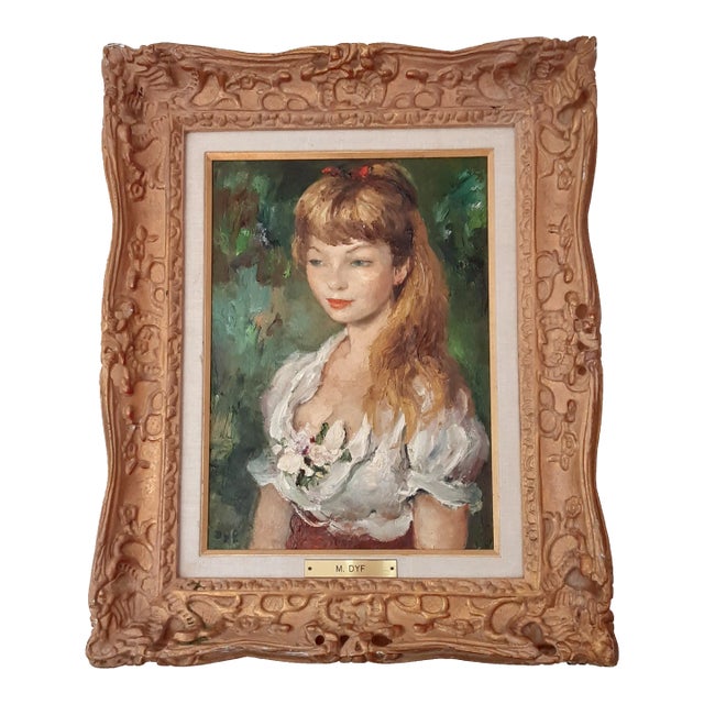 Mid 20th Century Original Oil Marcel Dyf Muse Painting of His Muse, Framed For Sale