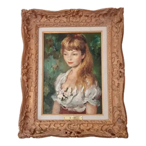 Mid 20th Century Original Oil Marcel Dyf Muse Painting of His Muse, Framed