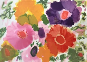 1978 Helen Covensky "Flowers V" Abstract Floral Still Life Hand Signed Lithograph