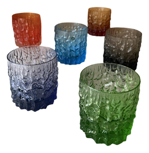 Italian Textured Bark Glasses in the style of Geoffrey Baxter, 1960s, Set of 6