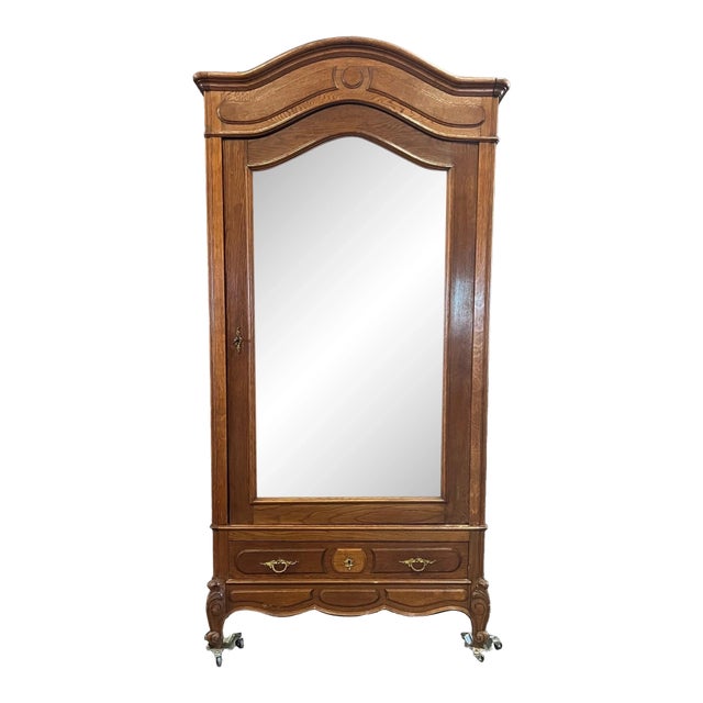 Early 20 Century Belgian Oak Single Door Armoire For Sale