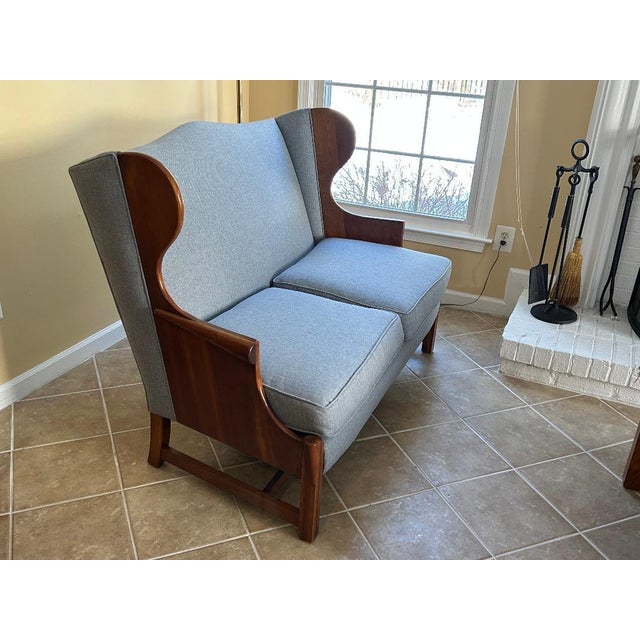 English Vintage "Connecticut Valley" Wingback Loveseat Attributed to Stickley For Sale - Image 3 of 6