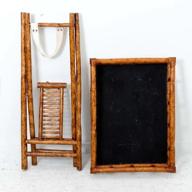 Hollywood Regency Bamboo Butler Tray on Stand For Sale - Image 3 of 6