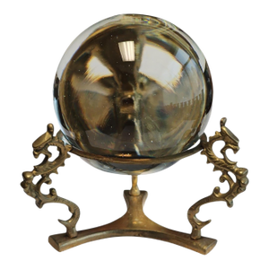 Vintage Optical Glass Ball on Brass Stand