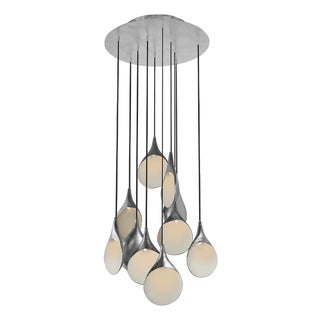 Stillabunt by Oggetti Ceramic 10-Port Chandelier, Silver For Sale
