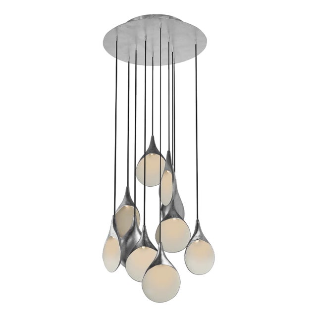 Stillabunt by Oggetti Ceramic 10-Port Chandelier, Silver For Sale