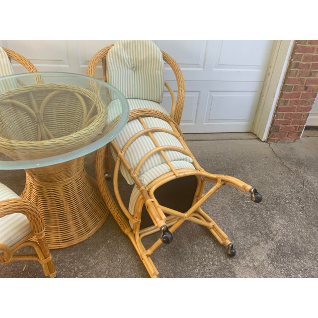 beautiful set of vintage bamboos and rattan dining table and chairs