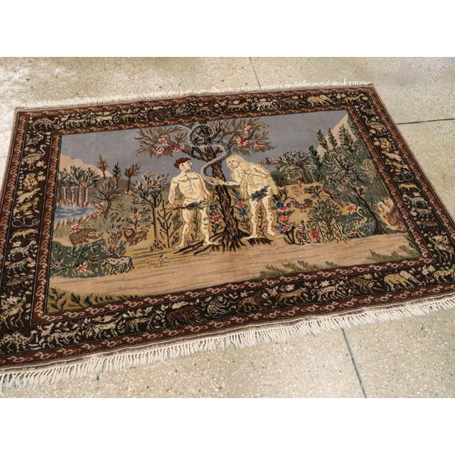 Textile Galerie Shabab Collection Mid-20th Century Turkish Sivas Pictorial Rug For Sale - Image 7 of 8