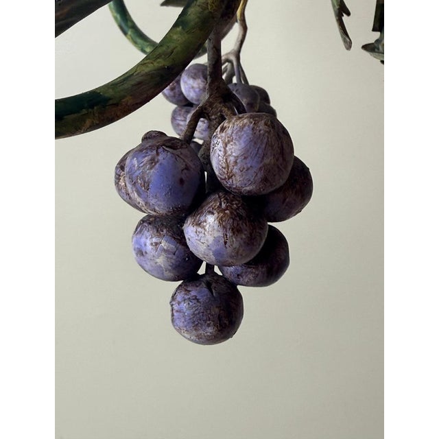 Italian Hand-Painted Fruit and Vine Chandelier with Pomegranates, 1970s For Sale - Image 9 of 16