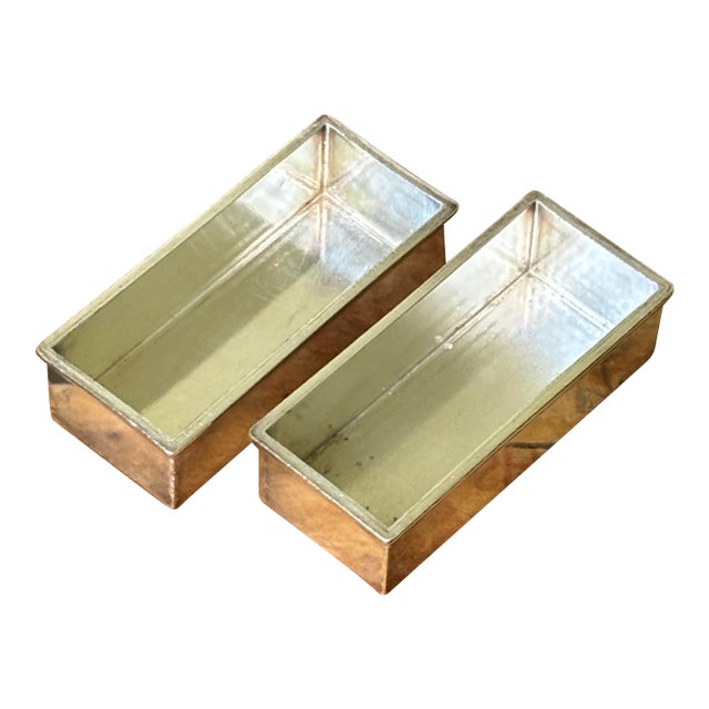 Vintage Desk Trays Heavy Silver-Plated Brass “Pair” 1970s Brazilian Meridional For Sale