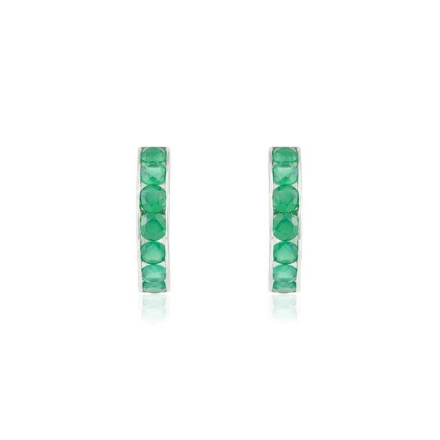 4.53 Ct Green Onyx Half Hoop Earrings in Sterling Silver for Mom Gift- A Pair For Sale - Image 6 of 10