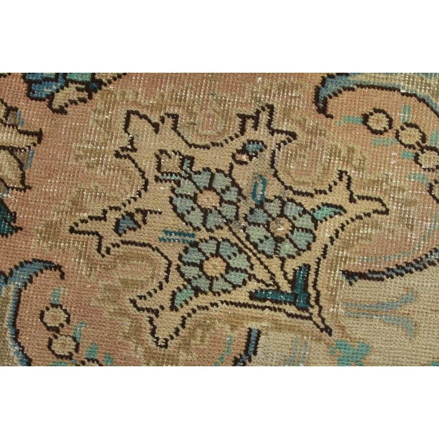 Tabriz Rug 9’7” X 12’4” Pink Wool Vintage Distressed Hand-Knotted Carpet For Sale - Image 4 of 15