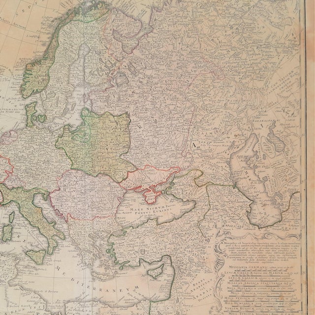Cream Antique Geological World Map by Johann Matthias Hasio, 1743 For Sale - Image 8 of 13